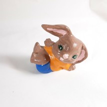 Bunny Rabbit Figurine Cute Brown Laying Down Easter Spring Decor - £17.40 GBP