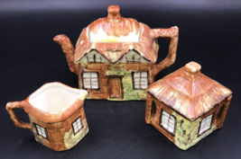 VTG Price Kensington English Ye Olde Cottage Ware Teapot w/ Sugar Bowl &amp; Creamer - £26.14 GBP