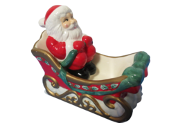 Lotus Porcelain Santa Claus In Sled Candy Dish Hand Crafted 6&quot;L x 6&quot;T Re... - £13.38 GBP