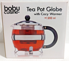 Tea Pot Globe Clear Glass w/Infuser and Cozy w/Zipper Stovetop Safe 40oz... - £14.70 GBP