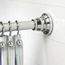 Zenna Home #660ALSSL Straight 72&#39;&#39; Adjustable Tension Finial Shower Rod, Chrome - £29.20 GBP