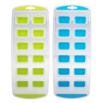 Easy Release 12-Cube Rectangular Ice Tray 2pcs (Blue/Lime) - £15.49 GBP