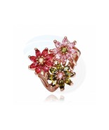 Size 8 Brass 18K Rose Gold Flowers Plated Zircon Crystal Women Ring - £10.71 GBP
