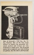 1950 Magazine Photo Evinrude 14-HP Fastwin Outboard Motors &amp; Gas Tank - £5.67 GBP