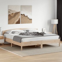 Natural Wooden Solid Pine Wood Super King Size Bed Frame Base With Headb... - $286.73