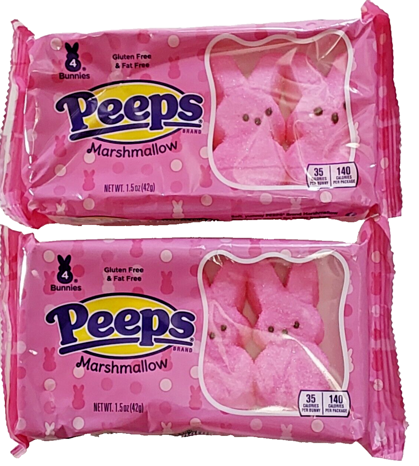 Peeps 4-Pk Marshmallow Easter Bunnies, Gluten & Fat Free, 2 Pks ~ 1.5oz (42g) Ea
