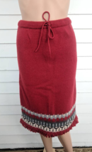 Red Knit Fringe Skirt Vintage Sweater Skirt S - £14.08 GBP