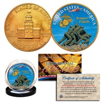 IWO JIMA *US Marines* 24K Gold Plated 1976 Bicentennial JFK Half Dollar ... - $12.95