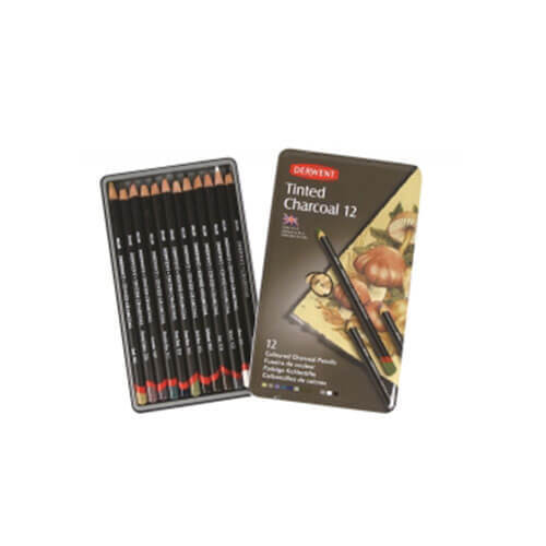 Derwent Academy Tinted Charcoal Pencils - Tin of 12 - $81.24
