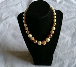Fashion Jewelry Gold Pearl Tones Collar Necklace - £16.93 GBP