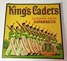 Vintage King Cadets Original 1940s Clarksburg, CA Asparagus Crate Label WS8D - £7.23 GBP