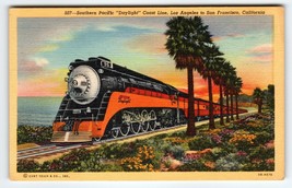 Railroad Postcard Southern Pacific Daylight Locomotive Train Linen La San Fran - £6.78 GBP