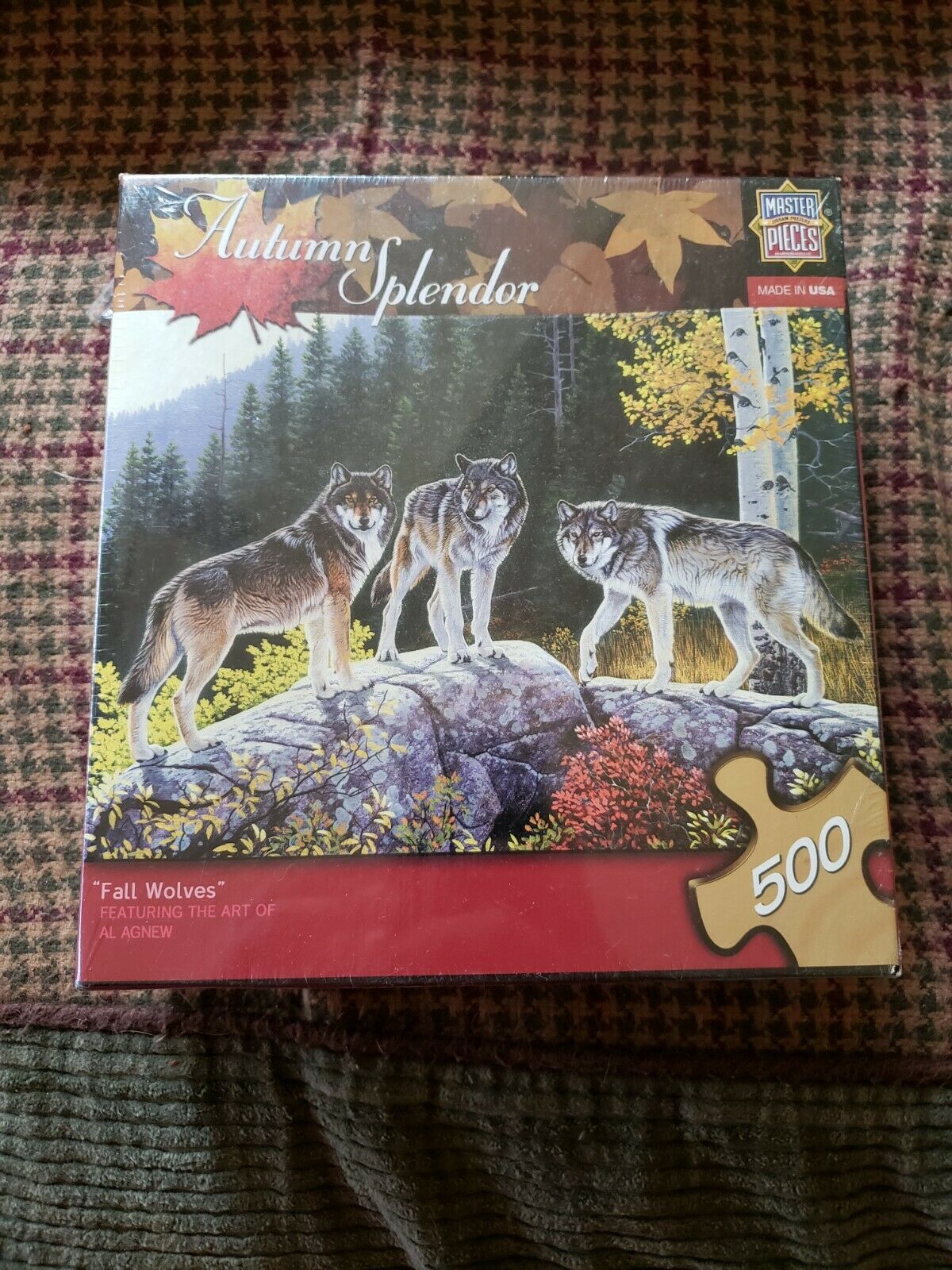 NEW SEALED Masterpieces 500 Piece Puzzle Autumn Splendor Wolf Wolves - £15.79 GBP