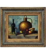 LARGE FRANK LEAN Signed Fruit &amp; Wine Still Life Oil on Canvas ORIGINAL - $352.32 CAD