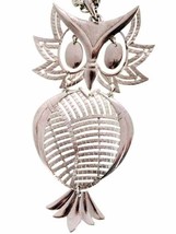 Vintage Retro Articulated Owl Pendant Necklace Silver Tone Signed Alan 1... - £19.94 GBP