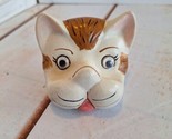 Vintage Ceramic Tabletop White Cat Head Handpainted Goggly Eyes 2.5&quot;T To... - $13.86