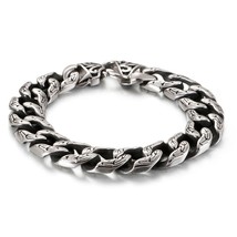 Vintage Punk Charms Link Chain Bracelet Stainless Steel Skull Snake Viking Daint - £29.25 GBP