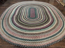 Large Oval American Braided Rug 10x12, Multicolor Vintage Braided Carpet - £2,855.27 GBP