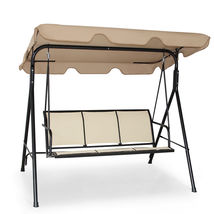 Outdoor Patio Swing Canopy 3 Person Canopy Swing Chair Patio Hammock Brown NEW - £162.77 GBP