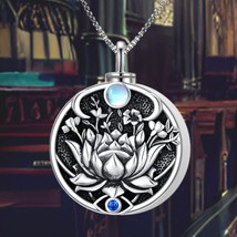 Lotus Evil Eye Necklace Sterling Silver Lotus Necklace Evil Eye Pendant Necklace - £84.94 GBP