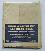 1970 Fishing &amp; Hunting Map NO.200 Lakehead Area Thunder Bay U88b - $16.99