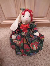 Handmade Homemade Bunny Rabbit Stuffed Animal Toy With Holiday Dress - £9.34 GBP