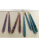Vintage lot blue and light purple 10 inch  taper candle lot bluegate hea... - $27.06 CAD