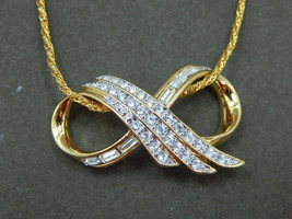 2.00Ct Round Cut Real Moissanite Infinity Pendant 14K Yellow Gold Plated Silver - £102.32 GBP