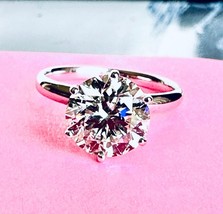 Solitaire Lab Grown Ring 3.03 Cts G VS1 Round Diamond Engagement 14k Whi... - $28,166.09 MXN