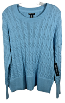 Jones New York Womens Long Sleeve Blue Cotton Blend Knit Sweater Size L - £21.01 GBP