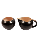 Villeroy Boch MCM Cream and Sugar Set Black with Gold Excellent - £24.56 GBP