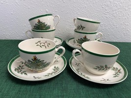 Set of 6 Spode CHRISTMAS TREE CUPS &amp; SAUCERS Made in England - $79.99