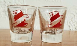 2 Vintage James E Pepper Bourbon Rye Whiskey Red Republic Jigger Shot Glasses - £15.68 GBP