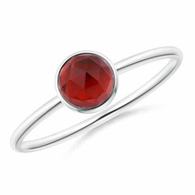 ANGARA 5MM Natural Round Garnet Stackable Ring in Silver Ring Size 7 - £140.88 GBP