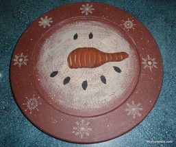 LARGE 12&quot; Snowman Santa Cookie Plate Red Clayworks Collectible Gift! - $5.81