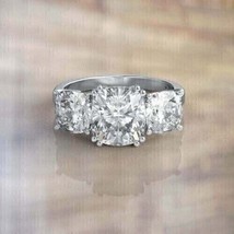 3 Ct Cushion Simulated Diamond Engagement Three-Stone Ring 14k White Gold Plated - £80.52 GBP