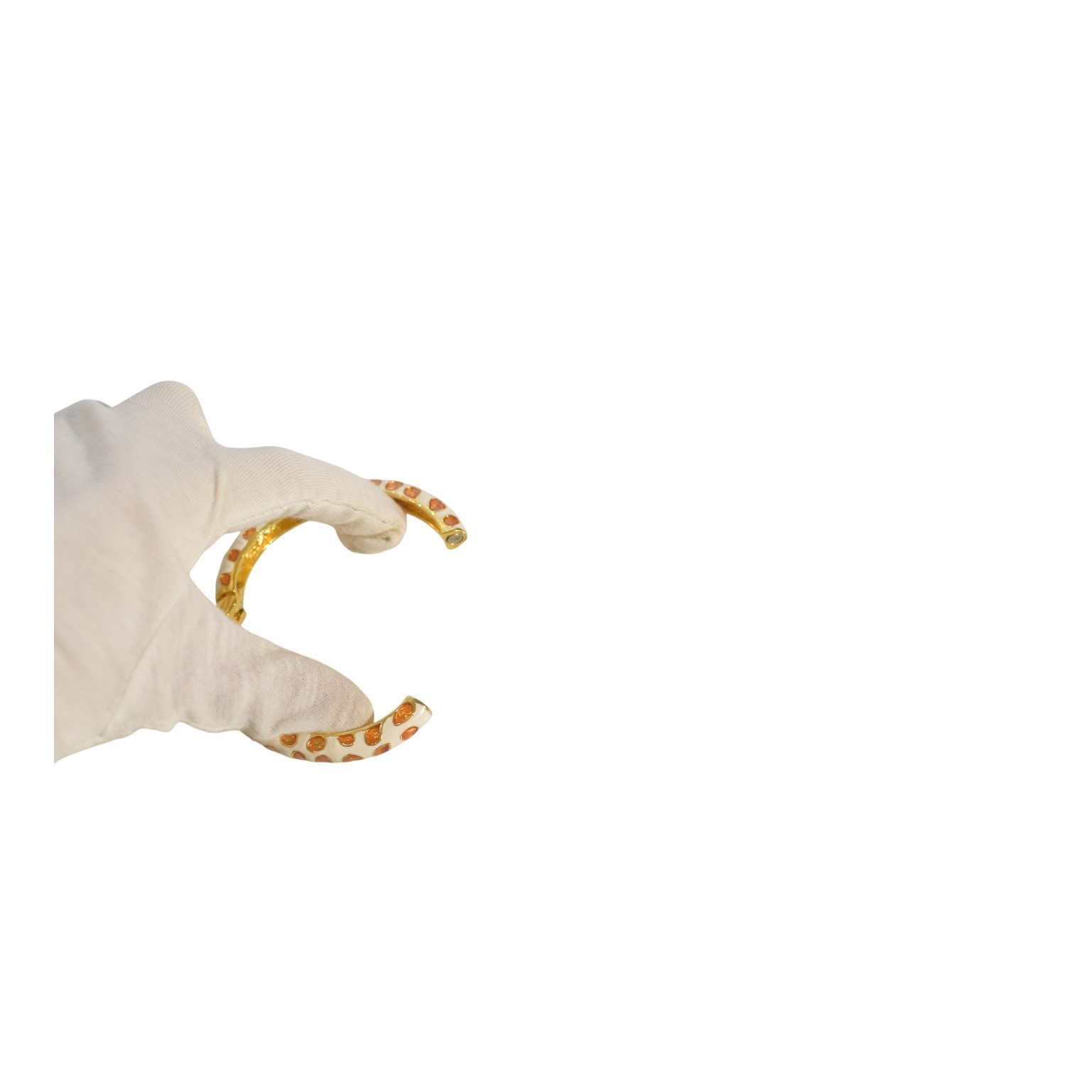 KENNETH JAY LANE Enamel Cuff Bracelet in cream orange and gold print Item image 6