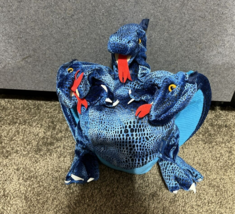 Plush Dragon Puppet 16&quot; Long Full Body Blue Three Heads Soft Folkmanis - $17.77