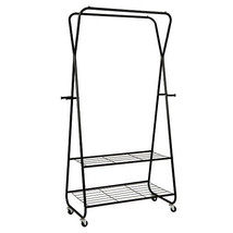 Heavy Duty Clothes Rack on Wheels with Shelves-Black - Color: Black - $2,262.70 MXN