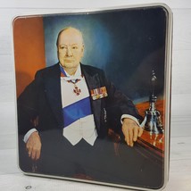 British Prime Minister Sir Winston Churchill Cookie Biscuit 9&quot; Tin Box Container - £14.96 GBP