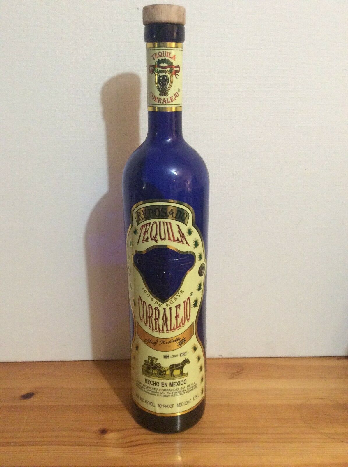 REPOSADO TEQUILA CORRALEJO - EMPTY BOTTLE  - 1.75 L - BEAUTIFUL BLUE wit... - $22.94