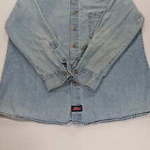 Dickies Genuine GL300SNB Men's Blue Distressed Denim Button-Down Shirt Size L image 14