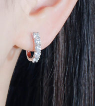 Huggie Hoop Earrings 2.00Ct Round Cut Simulated Diamond in Solid 14k Whi... - £200.87 GBP