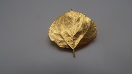 Vintage Gold Plated Leaf Brooch Pin 3.2cm BB11 - $9.90