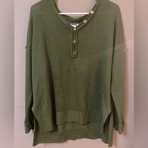 Mountain Valley Trading Button V-neck Sweater Green Large NWT image 2