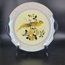 Vintage Moschendorf Bavaria Handled Cake Plate Opalescent Luster Rim Gold Bird - £13.41 GBP