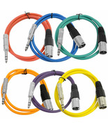SEISMIC 6 PACK Color 1/4&quot; TRS XLR Male 3&#39; Patch Cables - £54.92 GBP
