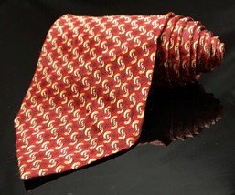 Geoffrey Beene Hand Made Silk Tie Men&#39;s Orange Gold Necktie - £10.37 GBP