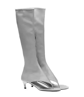 Fashion Women Hidden Zipper Clip Toe 5 CM Heels Thong Boots Ladies Summer Elasti - £125.87 GBP