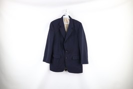 Vintage 80s Calvin Klein Mens 44R Distressed Wool 2 Button Suit Coat Jacket USA - £31.61 GBP